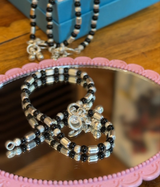 Black & Silver Premium & Elegant Anklet For Women
