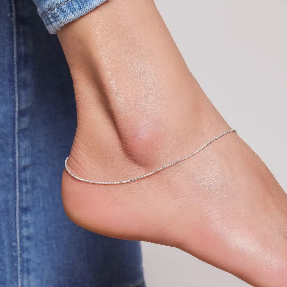 925 Sterling Silver Sleek Minimal Anklet for Women – Everyday Wear Payal