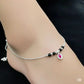 925 Sterling Silver Black Bead Anklet with Pink Stone Pendant – Traditional Payal for Women