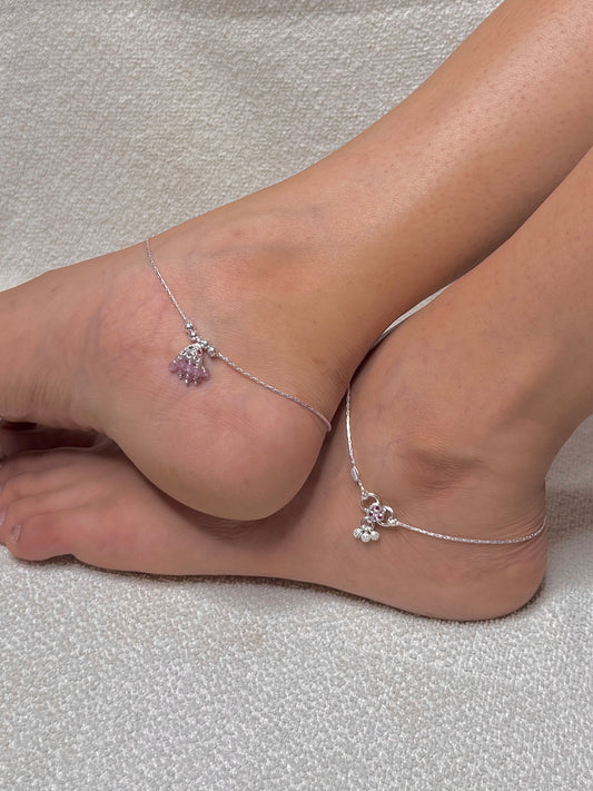 Lavender & Silver Premium & Elegant Anklet For Women